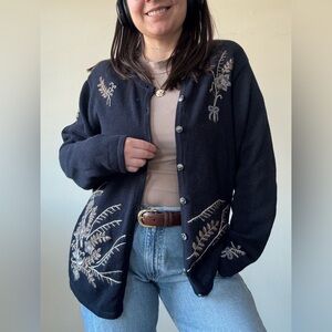 Koret Embroidered Floral Knit Cardigan